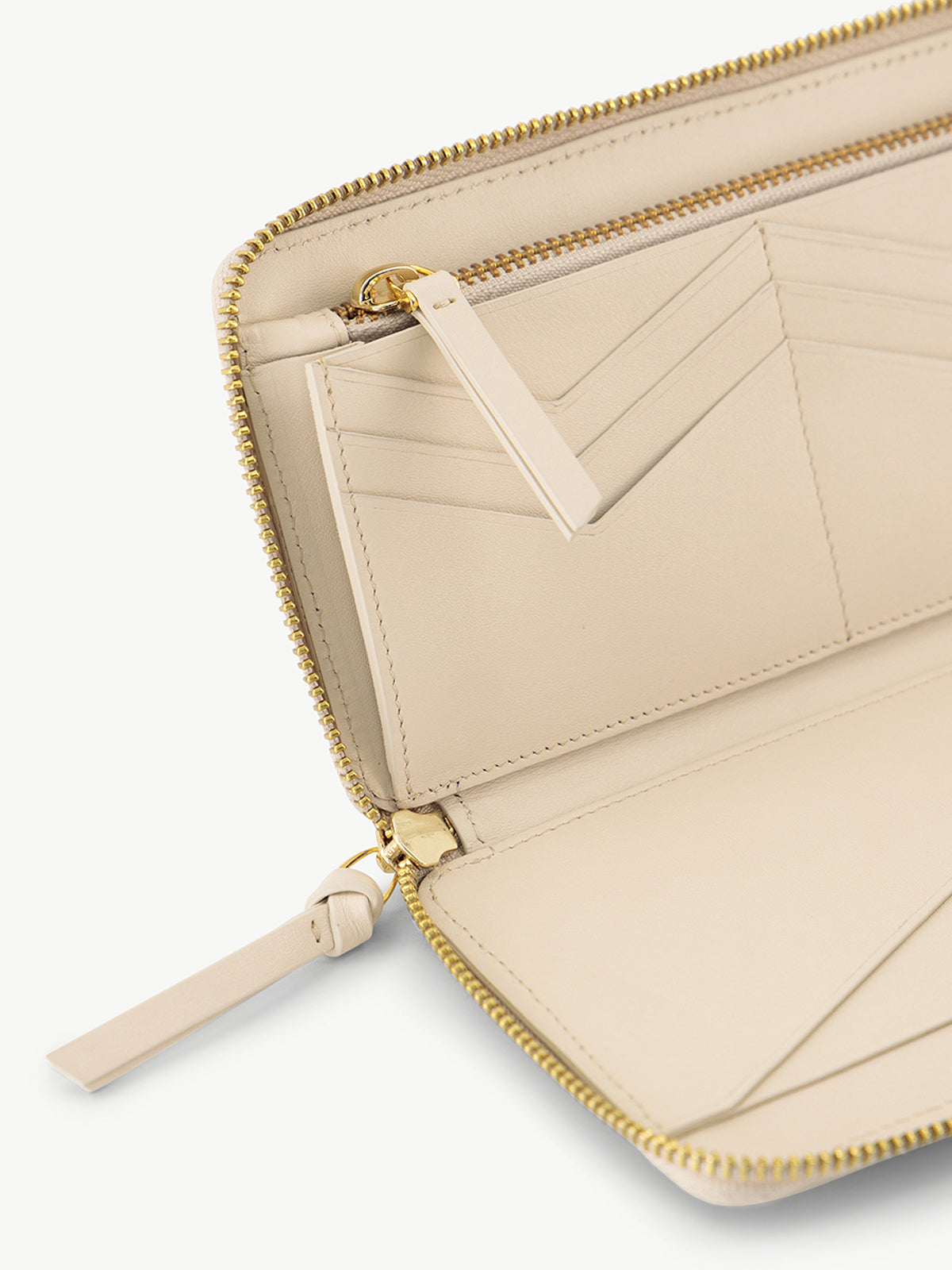 Beige Zipper Wallet