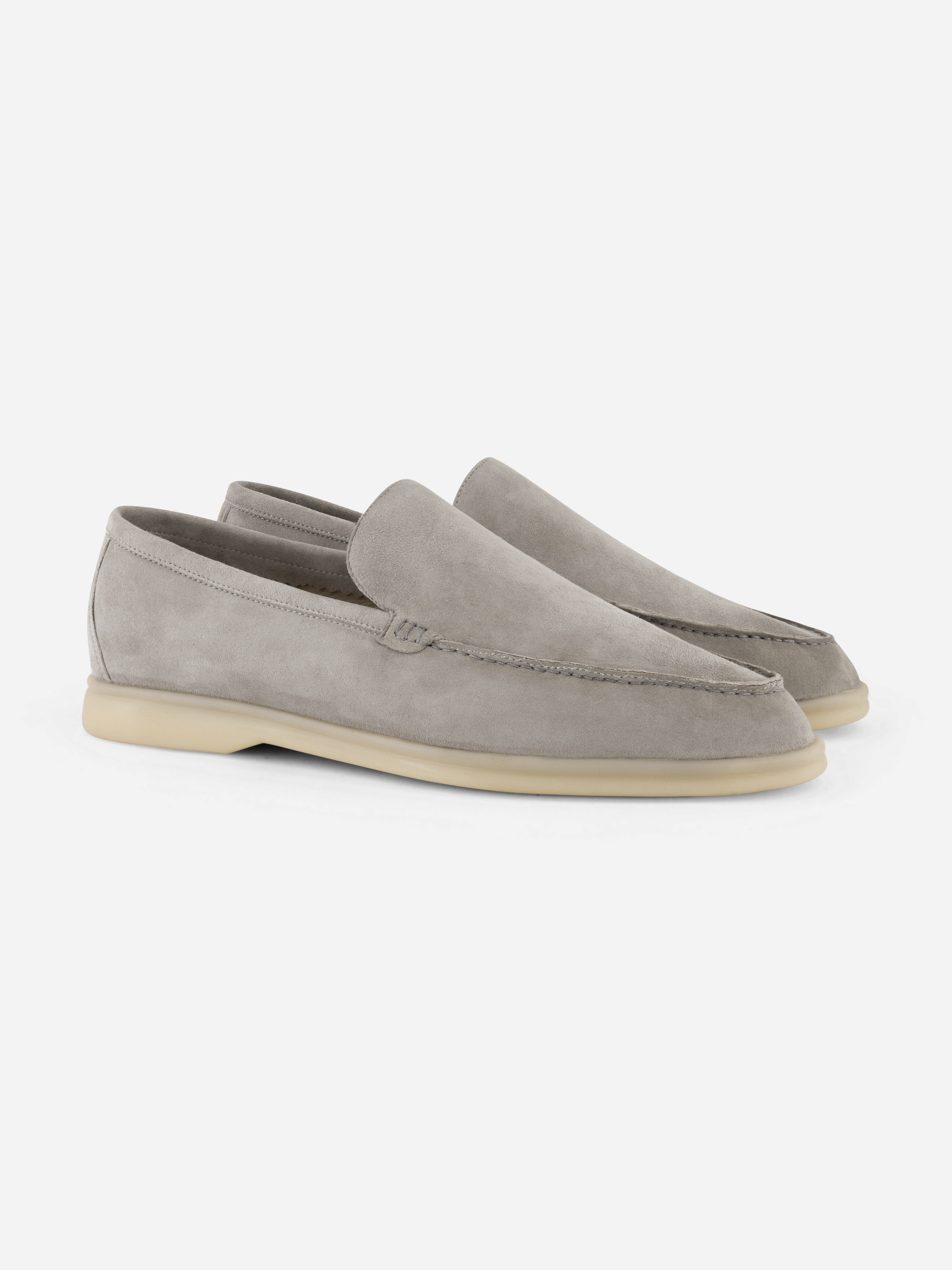 Suede Loafer Stone Gray Femme